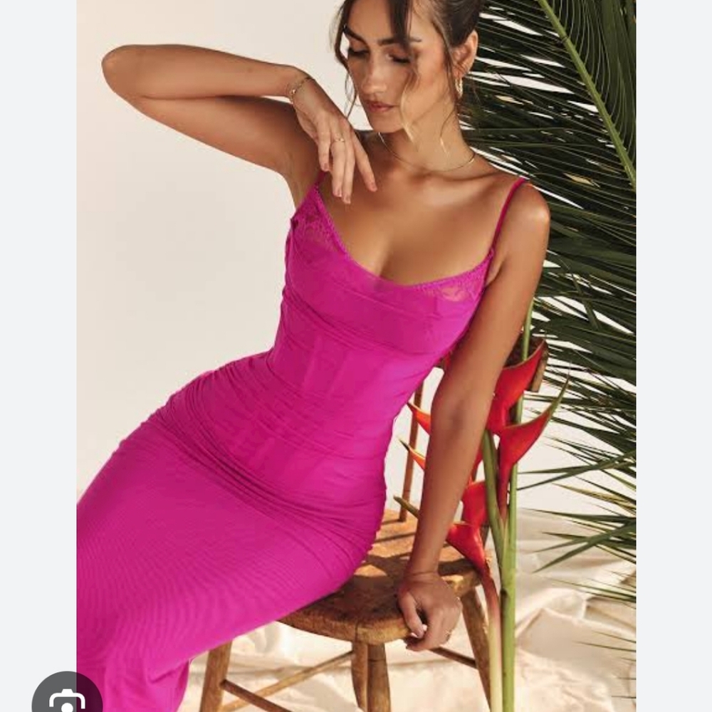 Sale!Nalini hot pink mesh corset dress
